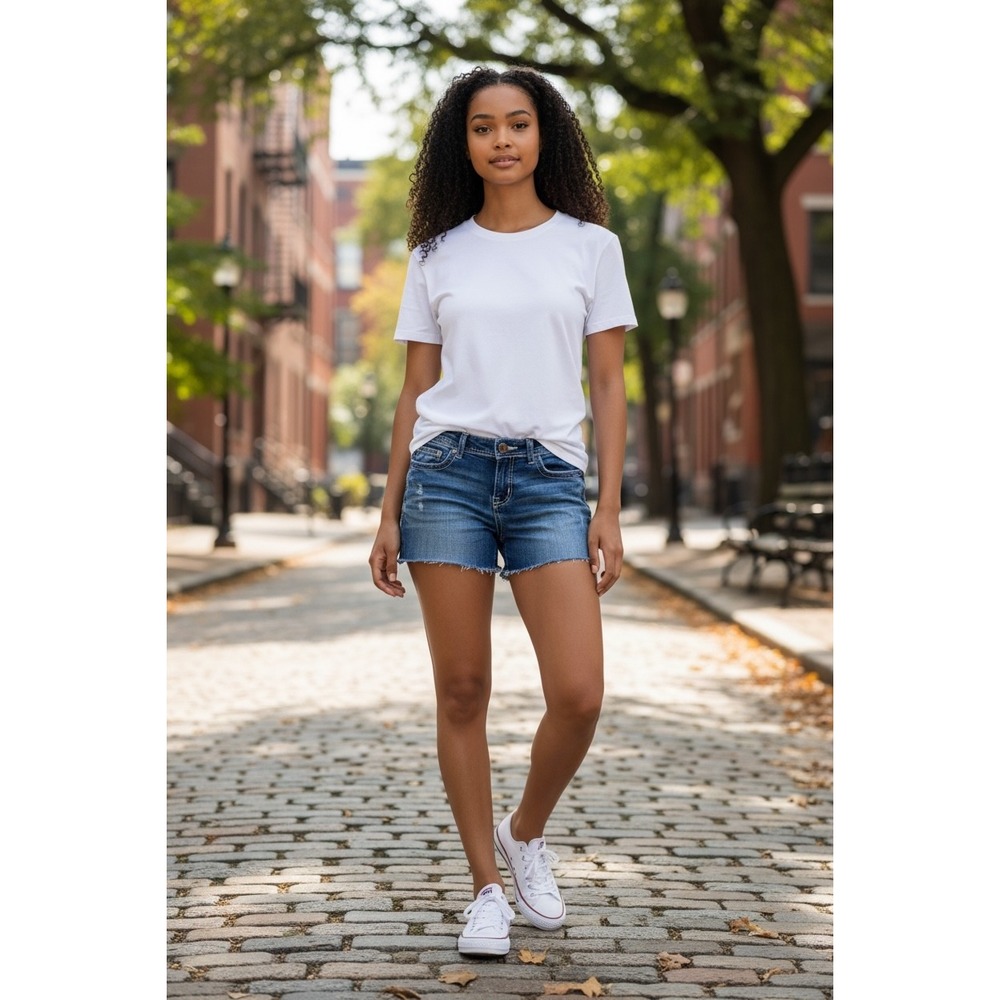 BKE Payton Denim Shorts Womens 30 Medium Wash Cut Off Raw Hem ABK629